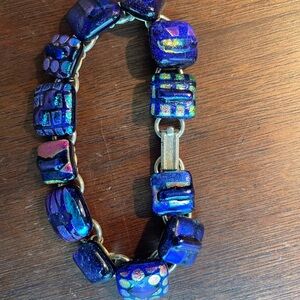 Handmade glass link  bracelet